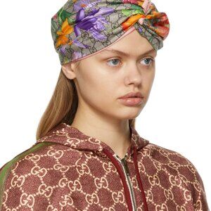 Gucci Silk Monogram Flora Print Headband - Pink Floral - Size M - Worn Once